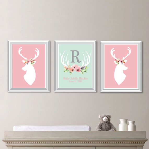 Girl Deer Wall Art. Girl Deer Nursery Art. Girl Deer Nursery Decor. Girl Deer Nursery Prints. Deer Nursery Art. Deer Nursery Decor. (NS-885)