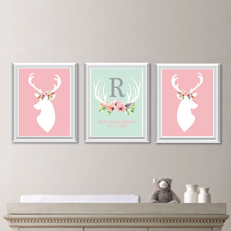 Girl Deer Wall Art. Girl Deer Nursery Art. Girl Deer Nursery Etsy