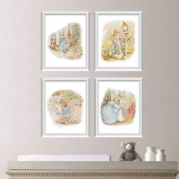 Beatrix Potter Peter Rabbit Prints. Beatrix Potter Nursery Decor. Gender Neutral Nursery Decor. Nursery Wall Decor. Peter Rabbit Art Prints.