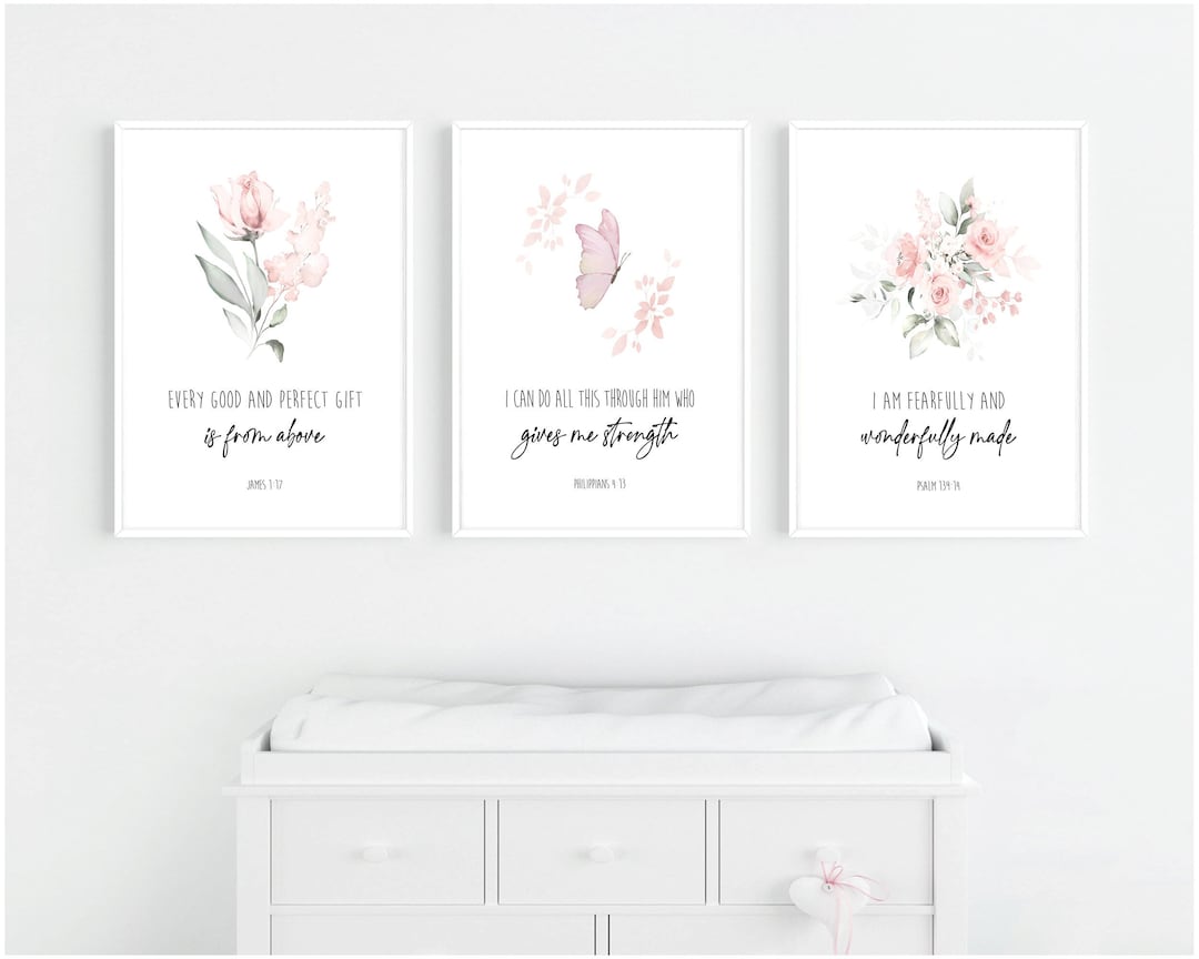 Christian Nursery Decor, Baby Bible Verse Wall Art, Watercolor Print