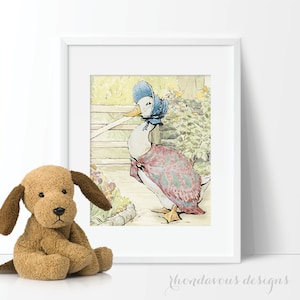 Baby Nursery Art - Peter Rabbit Nursery Art - Peter Rabbit Nursery Decor - Peter Rabbit Bedroom - Beatrix Potter Jemima Puddle Duck (S-268)