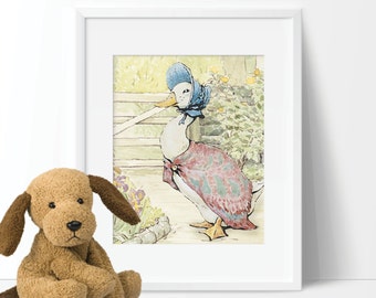 Baby Nursery Art - Peter Rabbit Nursery Art - Peter Rabbit Nursery Decor - Peter Rabbit Bedroom - Beatrix Potter Jemima Puddle Duck (S-268)