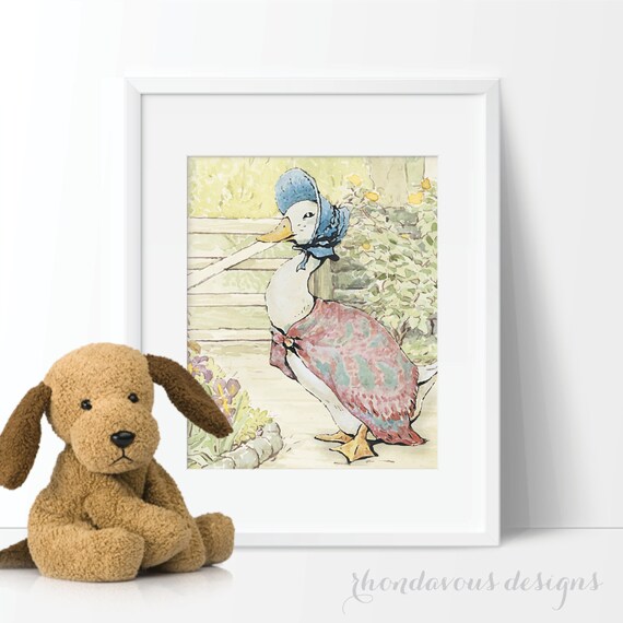 Baby Nursery Art - Peter Rabbit Nursery Art - Peter Rabbit Nursery Decor - Peter Rabbit Bedroom - Beatrix Potter Jemima Puddle Duck (S-268)