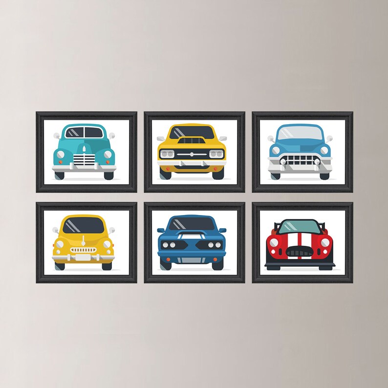 Classic Cars Wall Art Classic Car Decor Boy Wall Art Retro Etsy