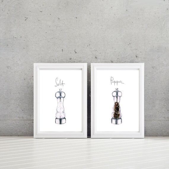 Salt and Pepper Prints. Kitchen Decor. Kitchen Signs. Kitchen Wall Decor. Kitchen Art. Kitchen Prints. Farmhouse Art. Farmhouse Decor. (847)