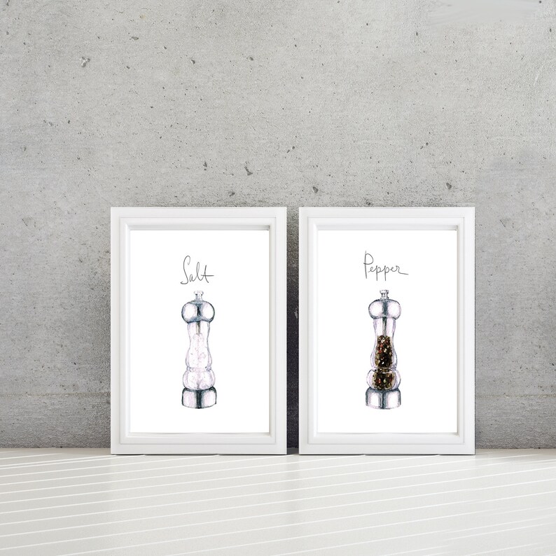 Salt and Pepper Prints. Kitchen Decor. Kitchen Signs. Kitchen Etsy