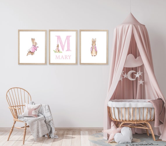 Watercolor Peter Rabbit Nursery Prints Girl, Girl Peter Rabbit Art, Peter Rabbit Decor, Girl Beatrix Potter Art Prints, Peter Rabbit Decor