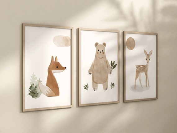 Boho Nursery Decor, Gender Neutral Nursery, Woodland Nursery, Animal Prints, Forest Animal Prints, Boho Prints, Baby Decor, Nature Nursery