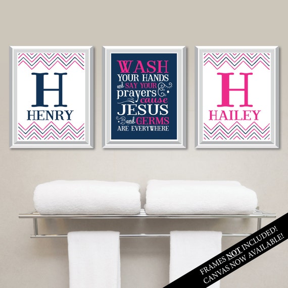 Wash Your Hands & Say Your Prayers Jesus and Germs are Everywhere. Bathroom Decor. BATHROOM Wall Art. Bath Art. Brother Sister. NS-779