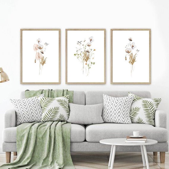 Watercolor Botanical Print Set of 3. Gallery Wall Art. Botanical Art. Floral Art. Farmhouse Decor. Farmhouse Art Prints. Botanical Prints.