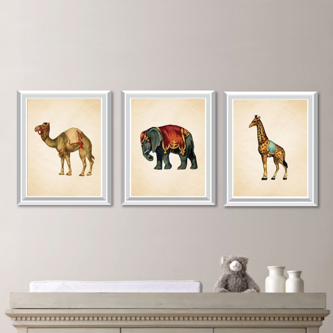Vintage Circus Animal Art Prints, Baby Boy Nursery Decor - Etsy