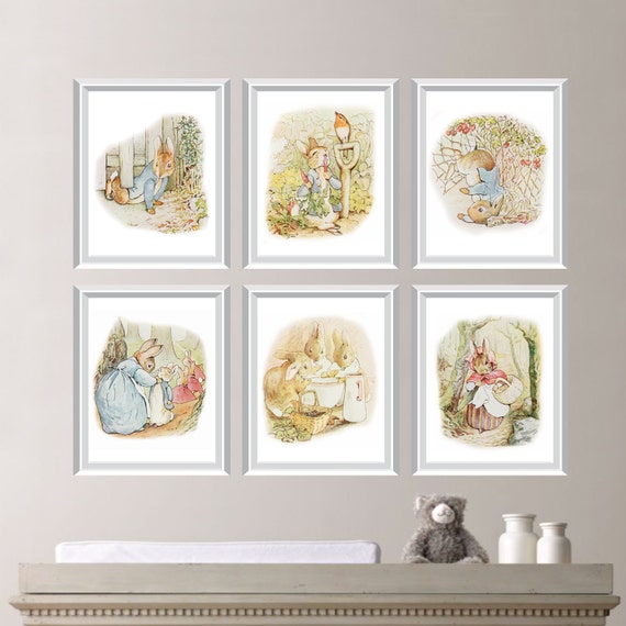 Baby Nursery Print Art - Peter Rabbit Nursery Decor - Peter Rabbit Nursery Art - Beatrix Potter Art - Peter Rabbit Bedroom Art (NS-669)