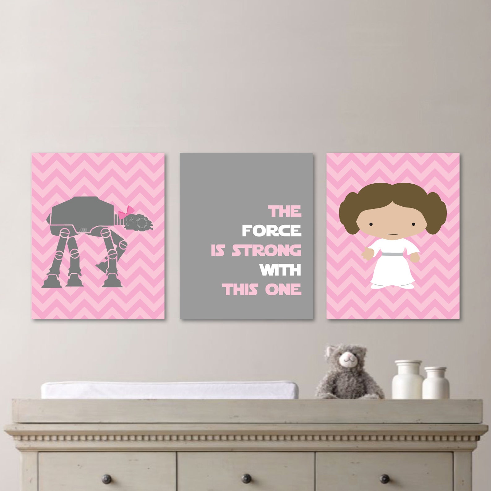 Baby Girl Nursery Print Art Chevron Art Star Wars Nursery Etsy