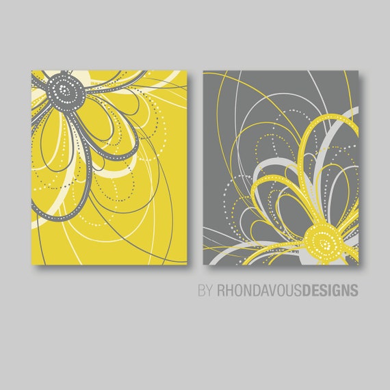 Flower Art Prints, Flower Bathroom Art, Flower Bedroom Decor, Dahlia Flower Bath, Flower Wall Art, Flower Nursery Art,  Yellow Gray Decor