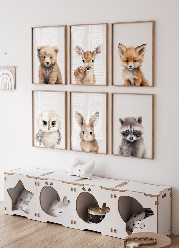 Woodland Nursery Decor, Woodland Nursery Gift, Woodland Nursery Art, Woodland Baby Animal Prints, Kids Room Decor, Woodland Animals Decor