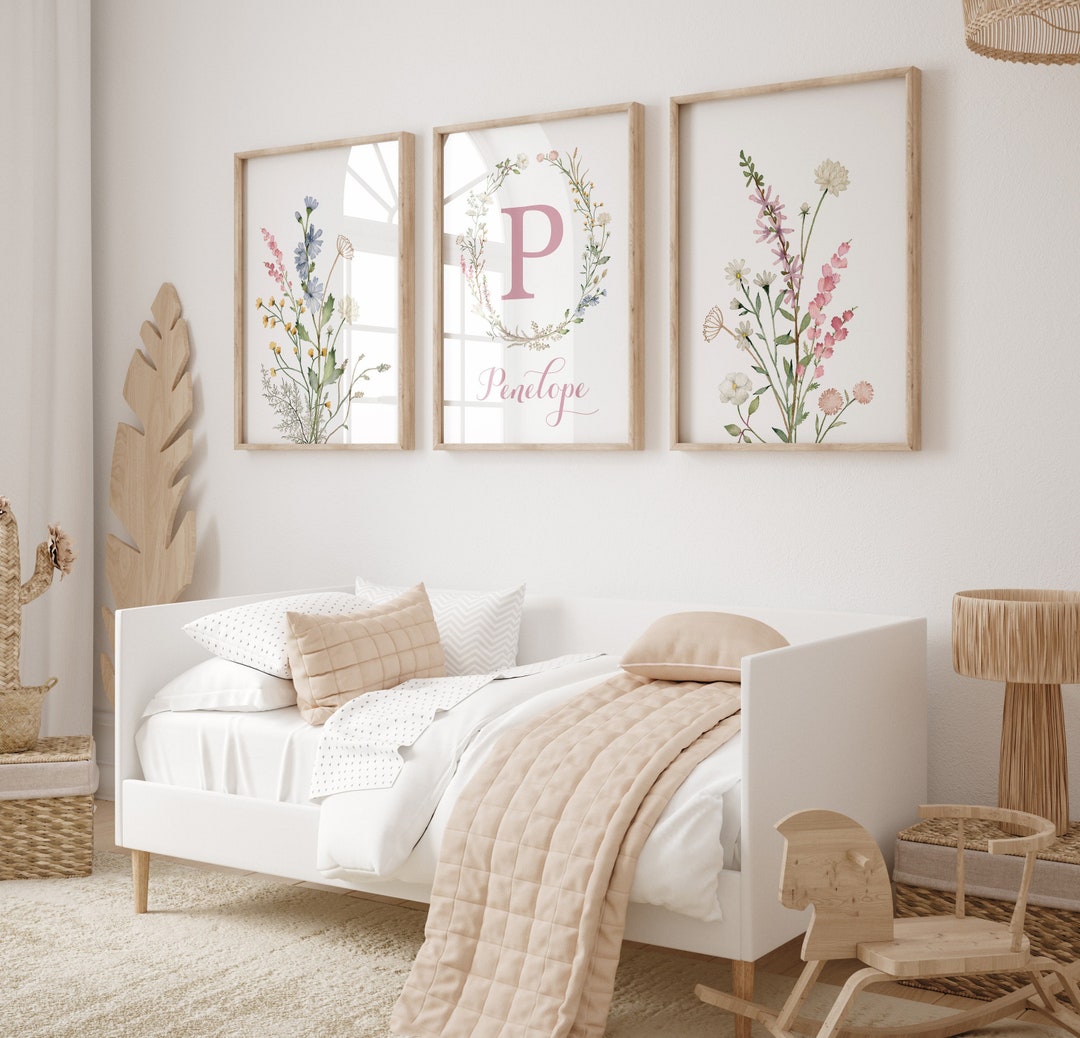Custom Watercolor Wildflowers Nursery Decor, Botanical Prints ...