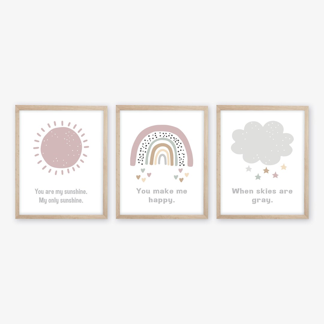 Rainbow Nursery Decor Set: Boho Sunshine Prints, Neutral Colors - Etsy