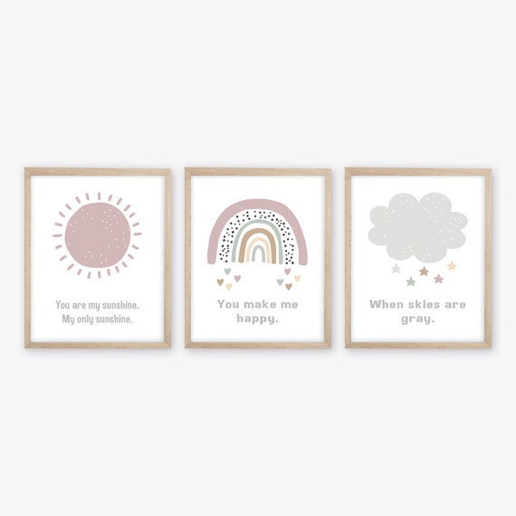 Rainbow Nursery Decor Set of 3. Rainbow Nursery Wall Art. You Are My Sunshine Prints. Gender Neutral Nursery Decor. Boho Nursery Prints.