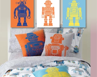 Boy Robot Nursery Art. Baby Boy Nursery Art Prints. Robot Bedroom Art. Robot Art. Robot Decor. Robot Wall Art. Robot Nursery. Canvas. NS-423