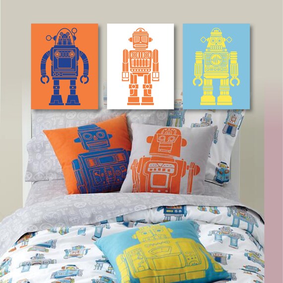 Boy Robot Nursery Art. Baby Boy Nursery Art Prints. Robot Bedroom Art. Robot Art. Robot Decor. Robot Wall Art. Robot Nursery. Canvas. NS-423