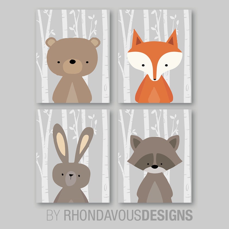 Baby Boy Nursery Art. Woodland Nursery Art. Woodland Nursery Etsy