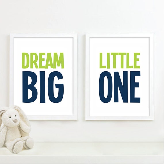 Dream Big Little One Prints. Boy Nursery Art. Boy Nursery Decor. Boy Bedroom Art. Boy Bedroom Decor. Navy Green Prints. Baby Boy Nursery.