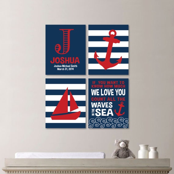 Baby Boy Nursery Art. Nautical Nursery Decor. Nautical Nursery Print. Nautical Nursery Art. Nautical Bedroom Art. Wall Art. Canvas. NS-530