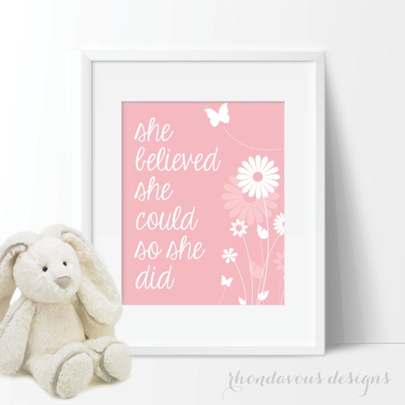 Inspirational Quote Floral Single Print - Home. Decor. Nursery. Girl. Butterfly. Flowers. Daisy - You Pick the Size (S-247)