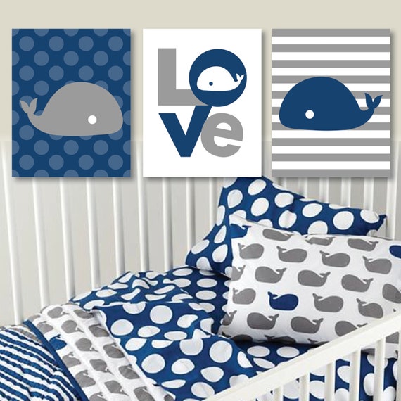 Make a Splash Love Whale Print Trio - Decor. Nursery. Boy. Fish. Sea. Ocean - Whale Nursery Art - Blue Gray - You Pick the Size (NS-407)