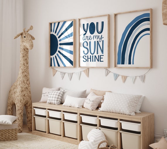 Boy Boho Nursery decor, Rainbow Nursery, Navy Nursery, Boys Room Decor, You Are My Sunshine Print, Boys Nursery Wall Art, Weather Nursery