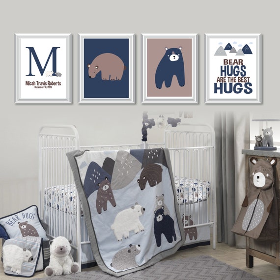 Baby Boy Nursery Art Print. Lambs and Ivy Montana Art. Bear