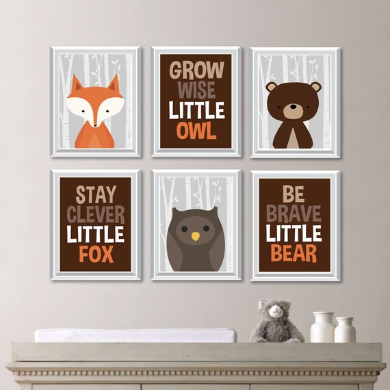 Boy Nursery Art Carter Forest Friends Woodland Nursery Art Etsy
