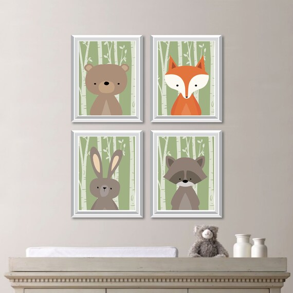 Baby Boy Nursery Art. Woodland Nursery Art. Woodland Nursery Decor. Forest Animals. Forest Friends. Forest Nursery. Boy Bedroom Art. NS-741