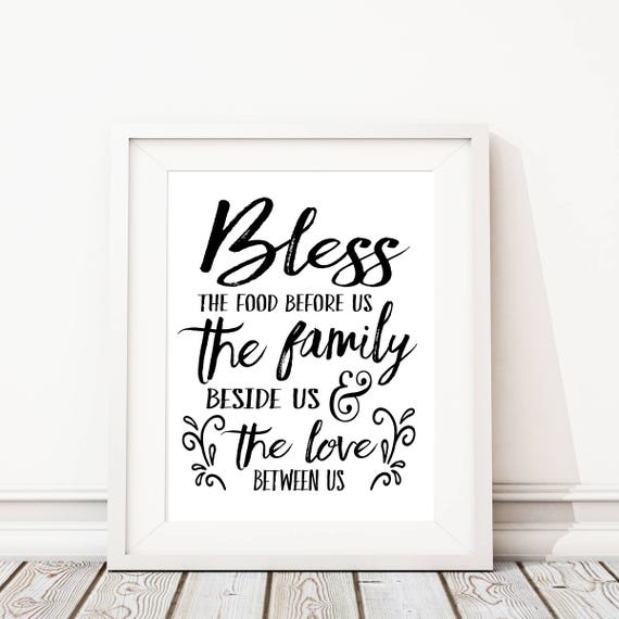 Bless The Food Before Us Sign Art Print. Dinner Prayer. Kitchen Wall Decor. Kitchen Decor. Kitchen Art. Dining Room Wall Art. S495
