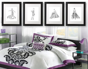 Fashion Art - Fashion - mode schets - slaapkamer - badkamer Kunst - Art tiener slaapkamer Decor - Fashion Illustration - Print Bad Art (NS-677)