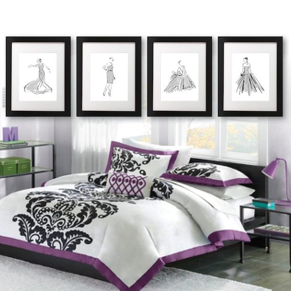Fashion Art - Fashion Print - Fashion Sketch - Bedroom Art - Bathroom Art - Teen Bedroom Decor - Fashion Illustration - Bath Art  (NS-677)