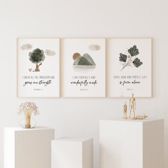 Religious Nursery Decor, Christian Nursery Decor, Bible Verse Wall Art, Scripture Print, Nature Nursery, Forest Nursery, Woodland Nursery