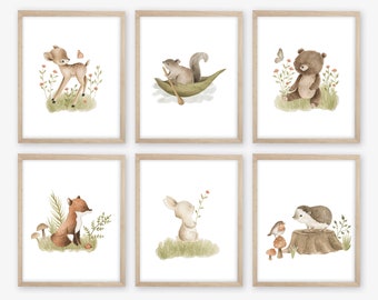 Watercolor Woodland Nursery Decor. Woodland Animals. Woodland Animal Prints. Gender Neutral Nursery. Girl Nursery Print. Boy Nursery. Forest