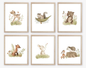 Watercolor Woodland Nursery Decor. Woodland Animals. Woodland Animal Prints. Gender Neutral Nursery. Girl Nursery Print. Boy Nursery. Forest