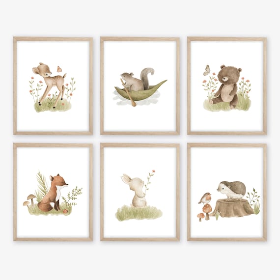 Watercolor Woodland Nursery Decor. Woodland Animals. Woodland Animal Prints. Gender Neutral Nursery. Girl Nursery Print. Boy Nursery. Forest