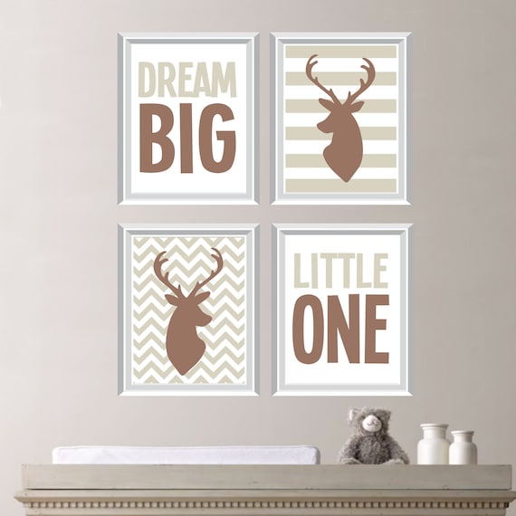 Baby Boy Nursery Art - Deer Nursery Art - Deer Nursery Decor - Deer Bedroom Art - Dream Big Little One Deer Print - Pick the Size (NS-198)