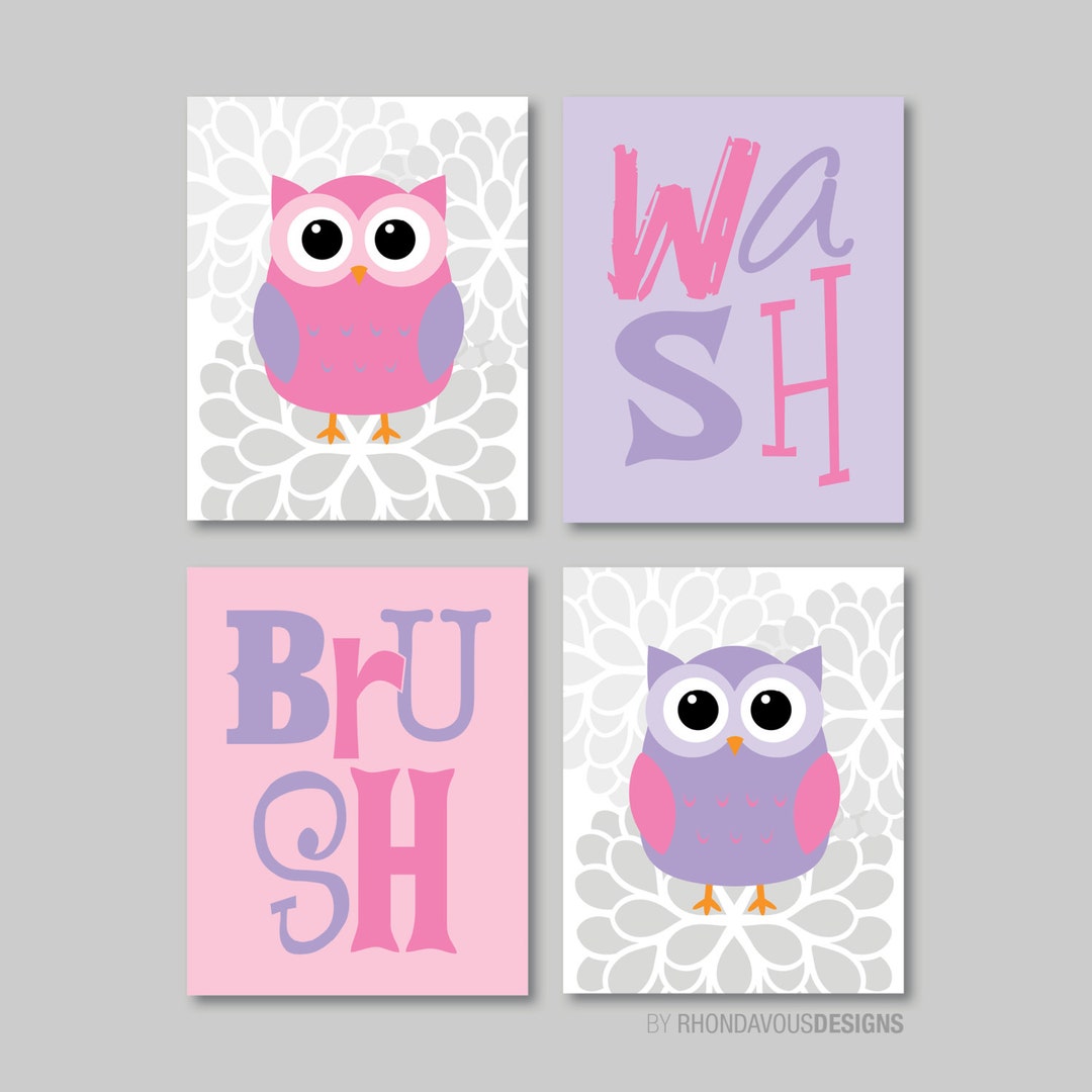 Child Bathroom Art Child Bathroom Decor Owl Bathroom Art. Etsy