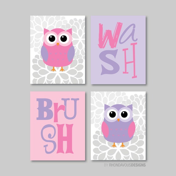 Child Bathroom Art - Child Bathroom Decor - Owl Bathroom Art. Owl Bathroom Decor. Bathroom Rules. Owl Decor. Owl Art. Owl Artwork. (NS-588)