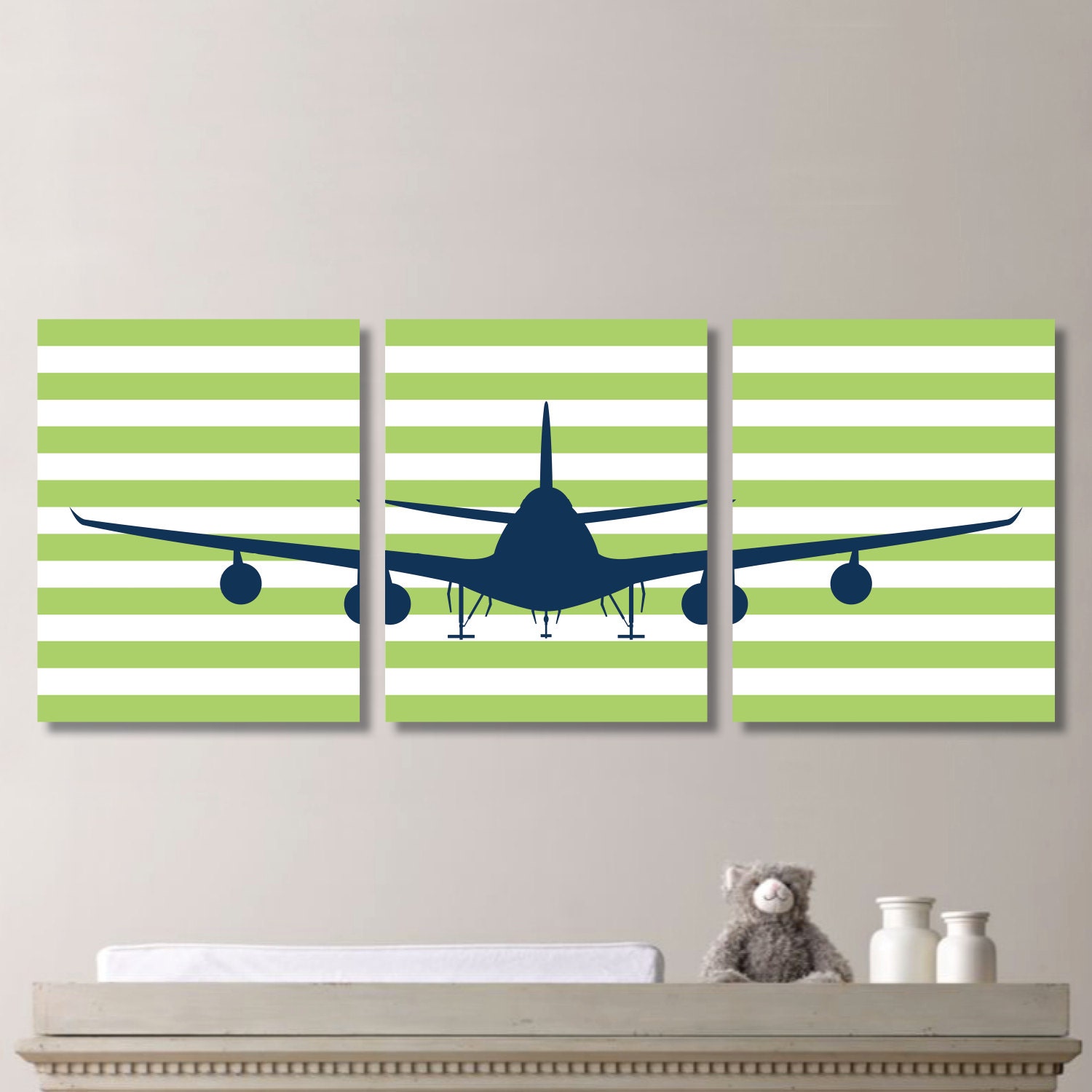 Airplane Aviation Striped Print Trio Home Decor Bath Etsy