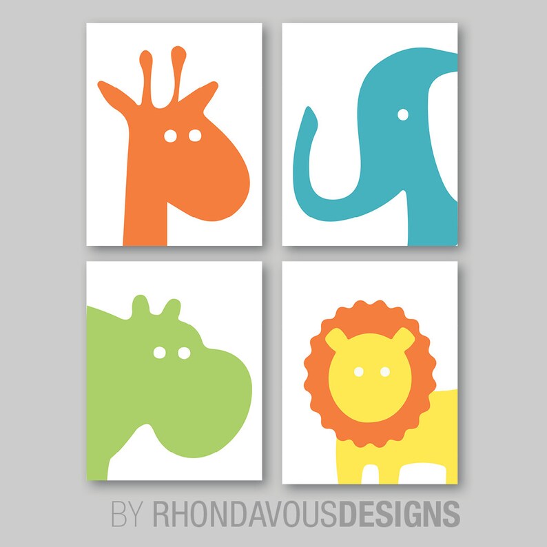 Safari Nursery Art Prints Set of 4. Boy Nursery. Scandinavian Etsy