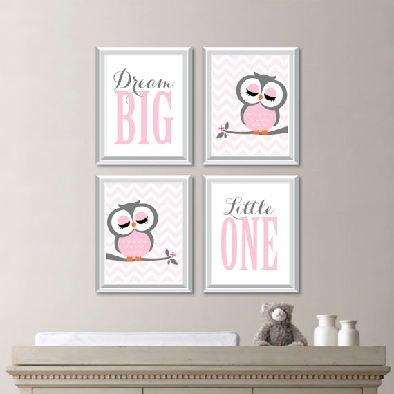 Baby Girl Nursery Art. Girl Nursery Decor.  Owl Nursery Art. Owl Decor. Owl Nursery Decor. Owl Nursery Wall Art. Dream Big Little One. N-744