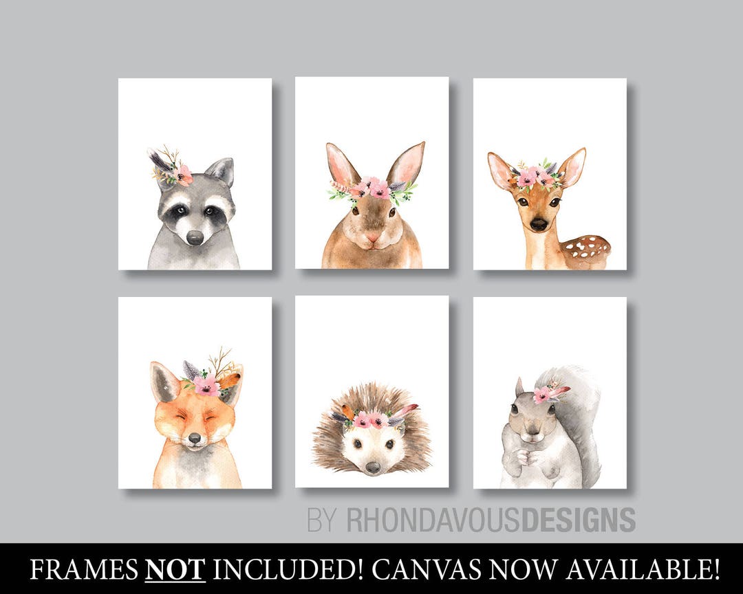 Woodland Animals Nursery Art Prints: Baby Girl Decor (NS874) - Etsy
