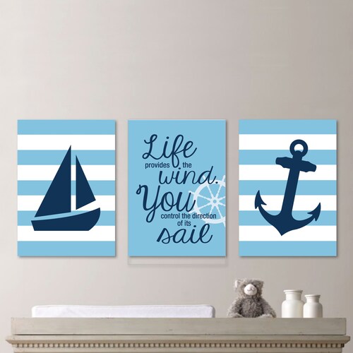 Baby Girl Nautical Nursery Art Navy Blue Pink Decor Whale Etsy
