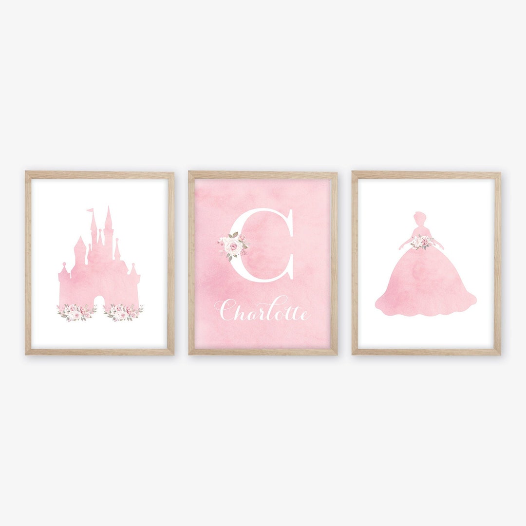 Watercolor Princess Nursery Print Set: Personalized Princess Castle ...