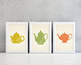 Kitchen Art. Teapot Kitchen Prints. Kitchen Decor. Teapot Decor. Teapot Art. Wall Art. Home Decor. Teapot Prints (NS-633)